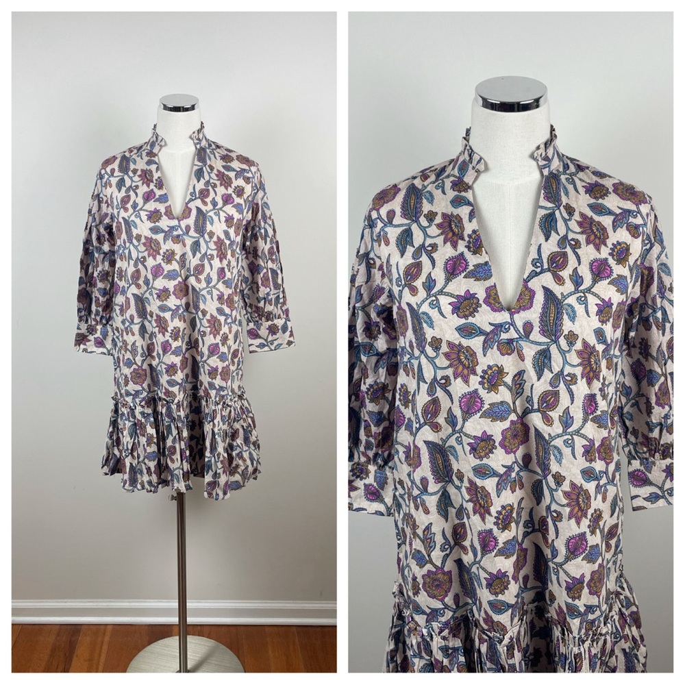 Elizabeth James The Label Tan Pink Blue Floral Paisley Dress New Women Small